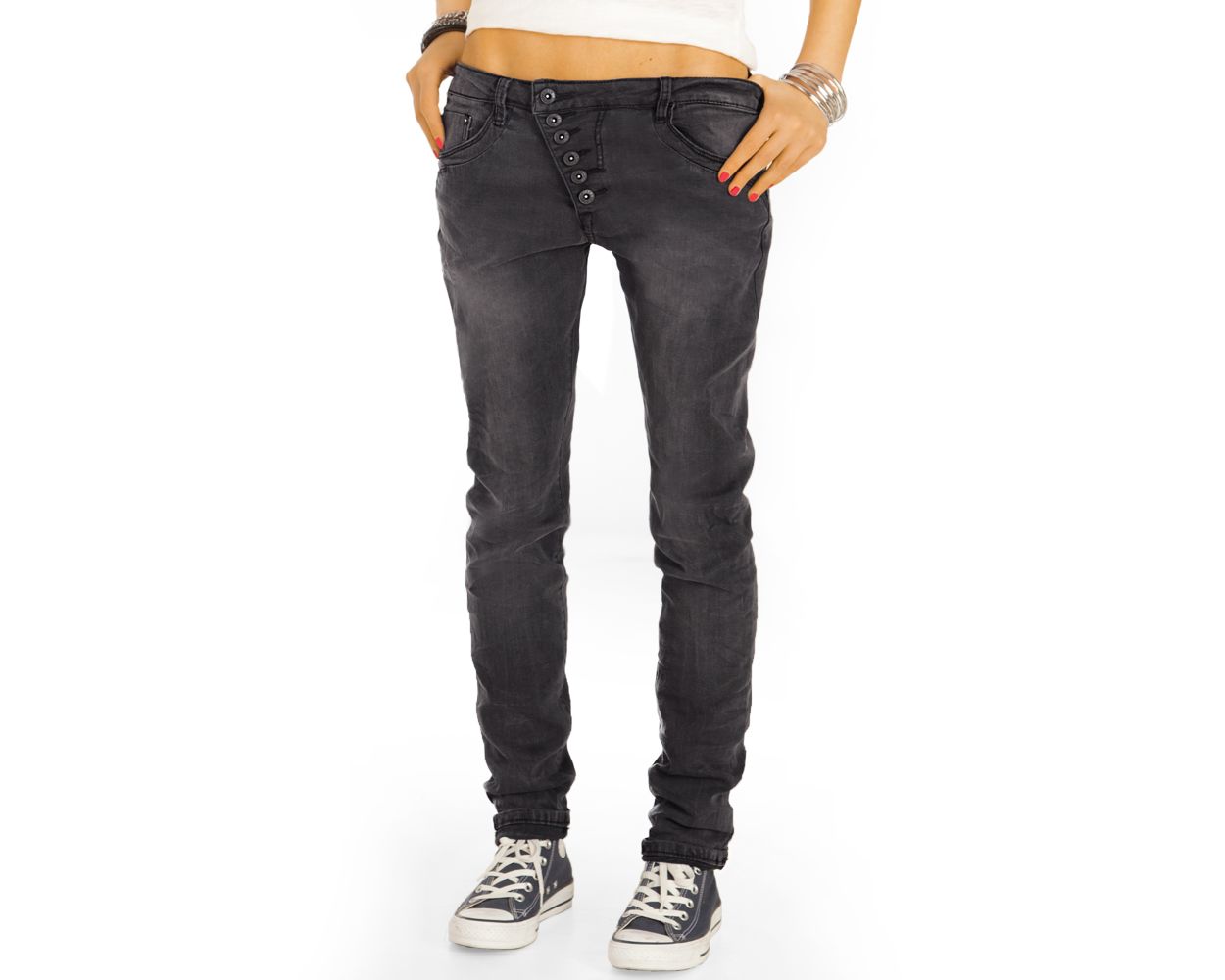 Be Styled Boyfriend Style Damen Jeans Skater Hose Im Relaxed Fit Mit Langer Knopfleiste J01g