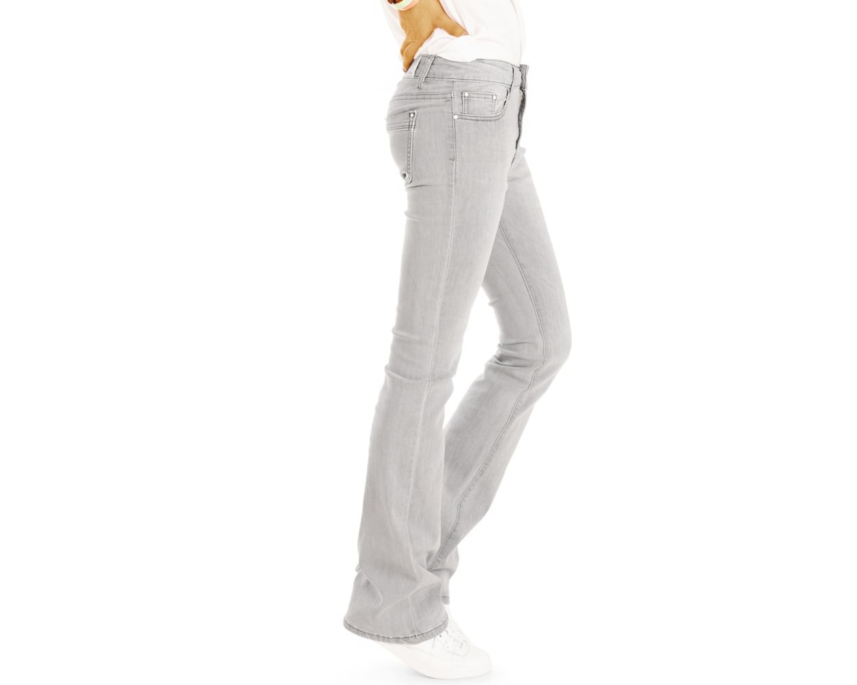 Be Styled Stretch Regular Bootcut Jeans Hose In Grau Hellgrau Gerade Beinform J16m