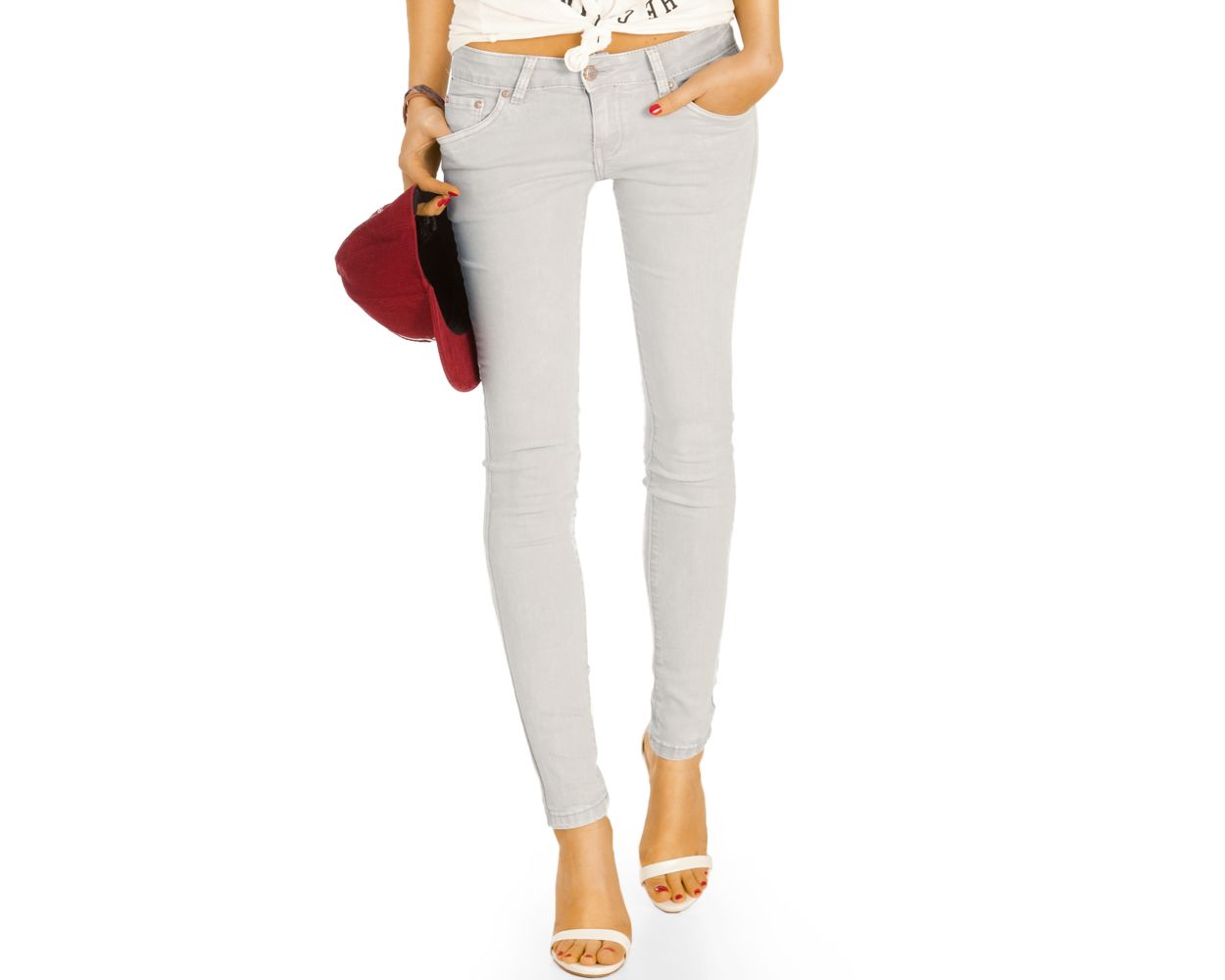 Be Styled Enge Damen Huftjeans Skinny Fit Rohrenjeans In Hellgrau J86kw