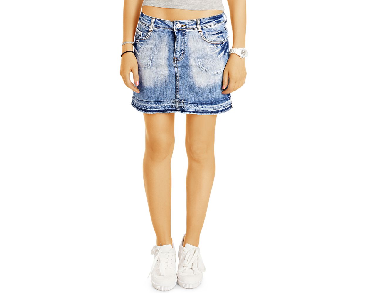 Be Styled Ausgewaschener Jeans Minirock Kurzer Damen Rock Aus Denim R19p