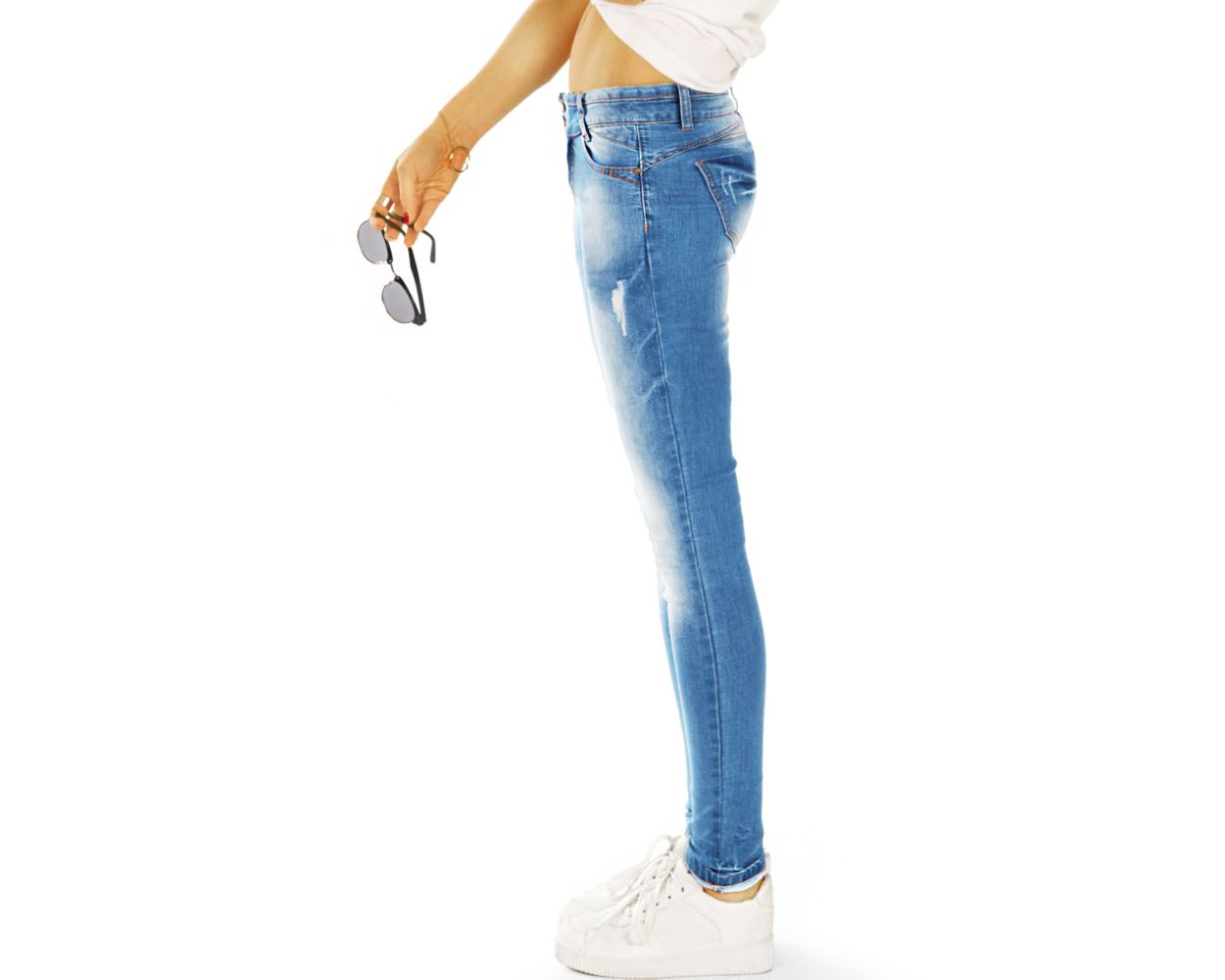 low rise destroyed skinny jeans